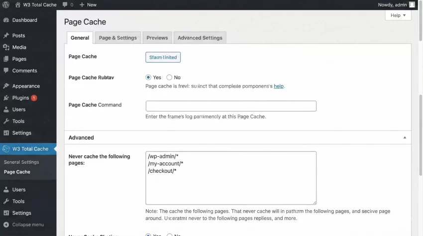 W3 Total Cache Review - Page Cache Exclusion Field